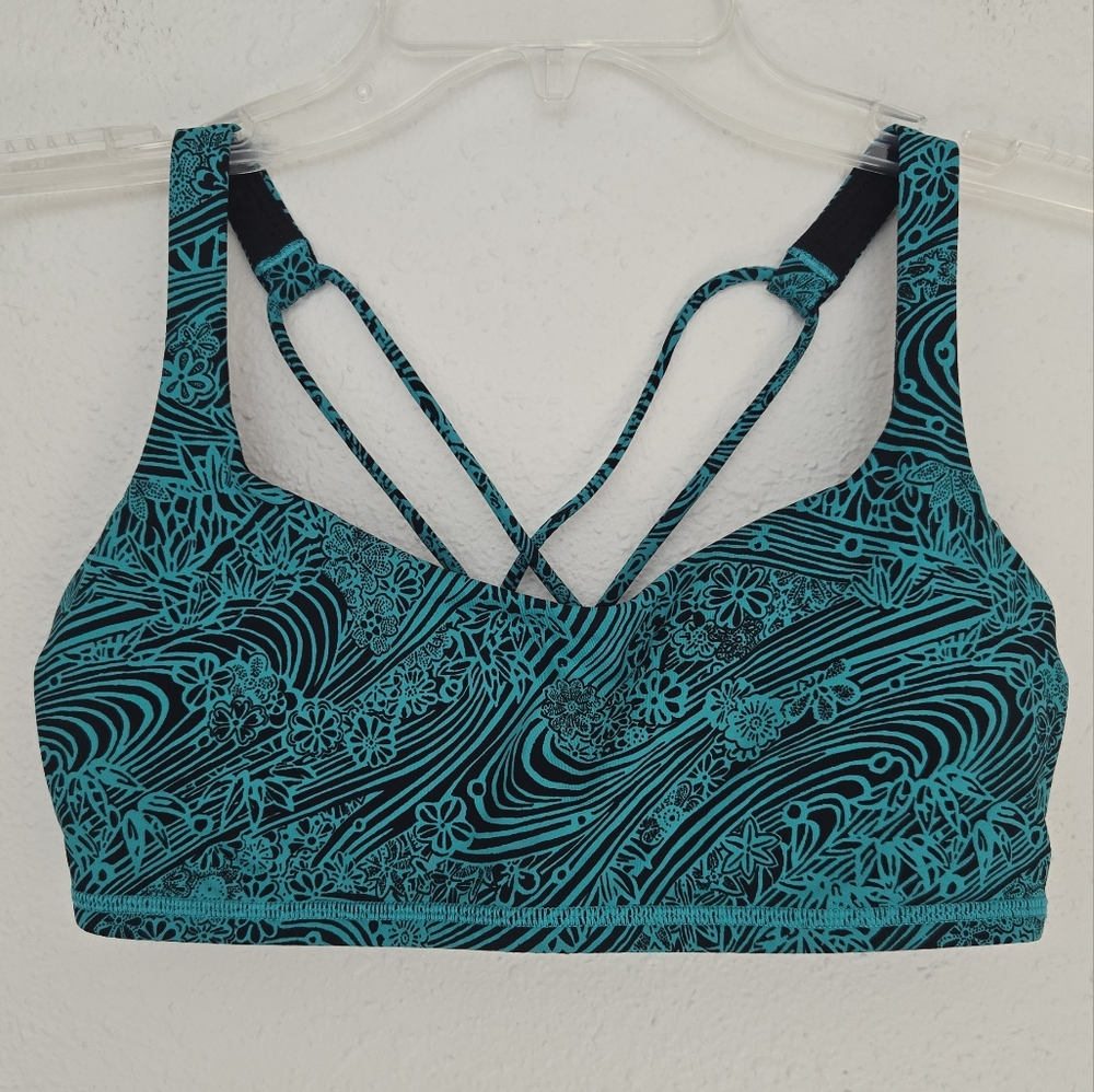 Lululemon Free To Be Unique Pattern Teal and Black Strappy Bralette